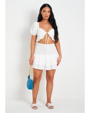 Missy Empire Layered Ruffle Hem Mini Skirt - White