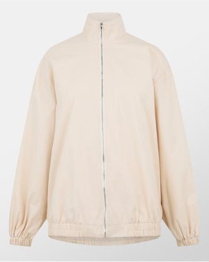 Missy Empire Oversized Cotton Bomber Jacket Womens - Cream