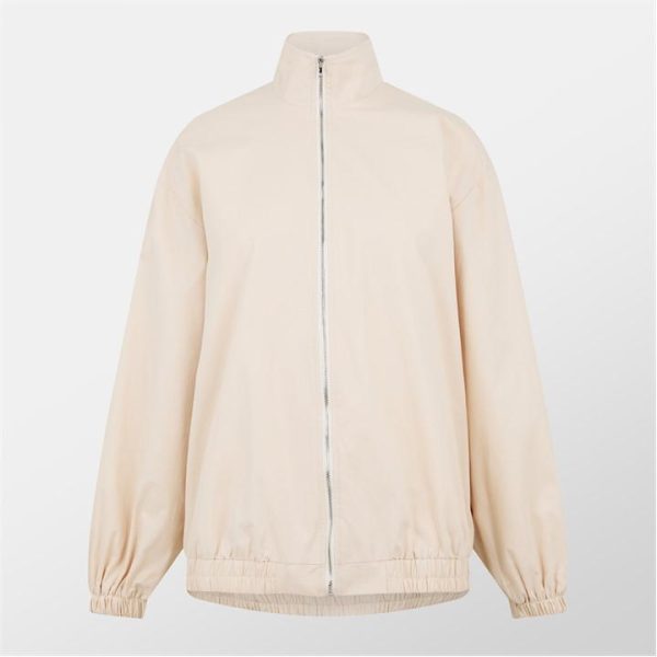 Missy Empire Oversized Cotton Bomber Jacket Womens - Cream