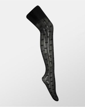 Missy Empire Patterned Print Tights - Black