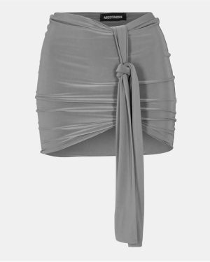 Missy Empire Slinky Tie Front Mini Skirt Womens - Grey