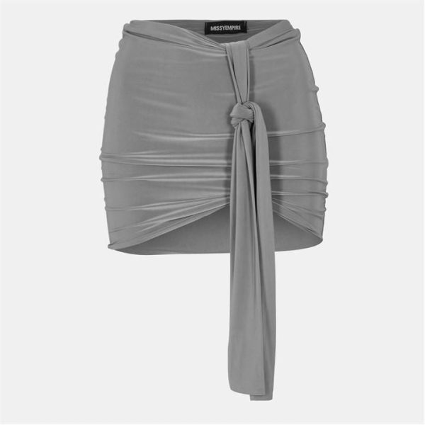 Missy Empire Slinky Tie Front Mini Skirt Womens - Grey