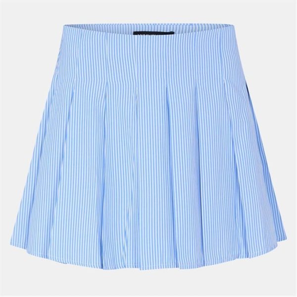 Missy Empire Stripe Pleated Mini Skirt Womens - Blue