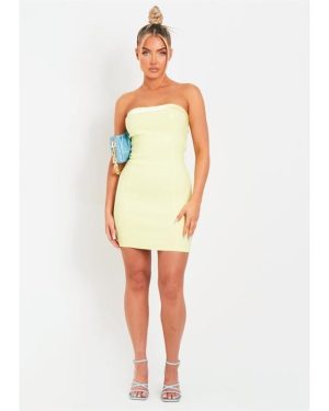 Missy Empire Trim Bandeau Mini Dress - Yellow