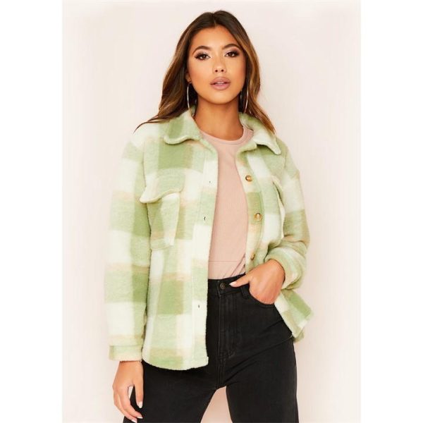 Missy Empire Wool Blend Oversized Shacket - Green