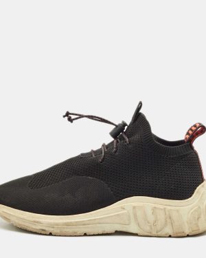 Miu Miu Black Knit Fabric Low Top Sneakers Size 39