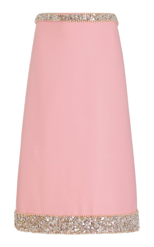 Miu Miu - Embellished Cady Midi Skirt - Pink - IT 38 - Moda Operandi