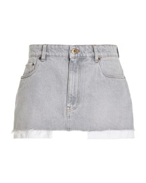 Miu Miu - Exposed Pocket Denim Mini Skirt - Grey - IT 38 - Moda Operandi