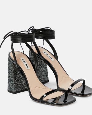Miu Miu Glitter and patent leather sandals