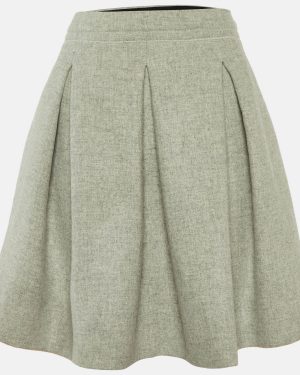 Miu Miu Grey Wool Pleated Mini Skirt L