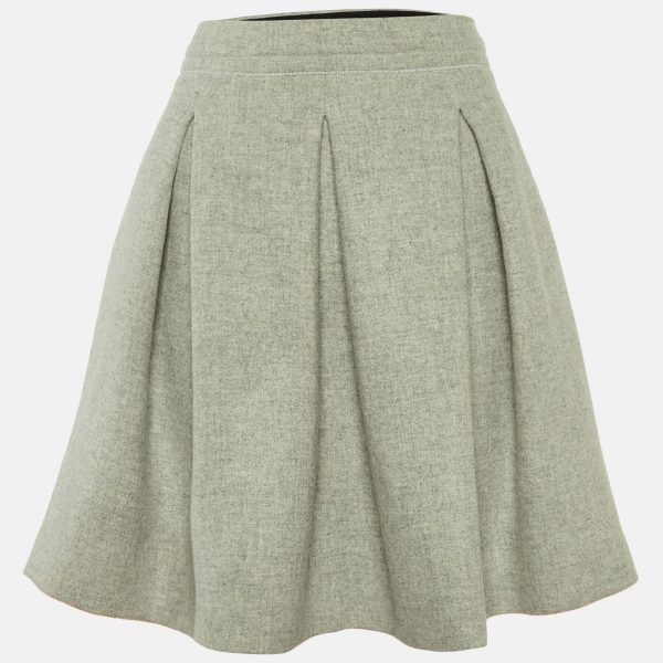 Miu Miu Grey Wool Pleated Mini Skirt L