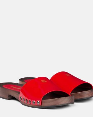 Miu Miu Logo patent leather clogs