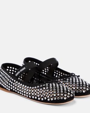 Miu Miu Logo-strap embellished ballet flats