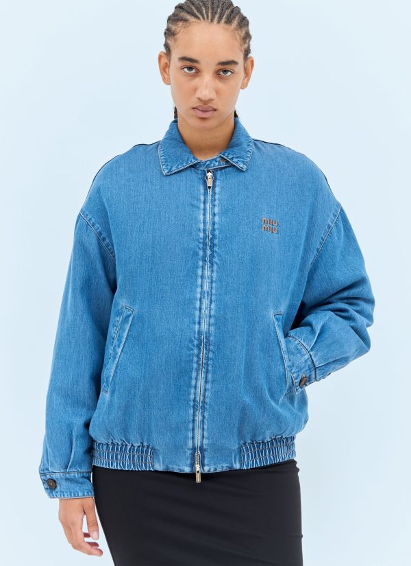 Miu Miu Padded Denim Jacket - Woman Jackets Blue It - 42