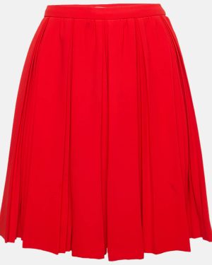 Miu Miu Red Crepe Pleated Mini Skirt M