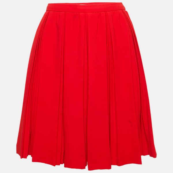 Miu Miu Red Crepe Pleated Mini Skirt M