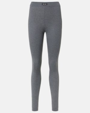 Miu Miu Ribbed-knit wool leggings