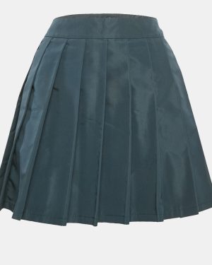 Miu Miu Teal Blue Silk Blend Pleated Mini Skirt S