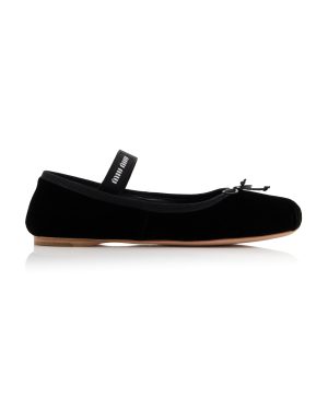 Miu Miu - Velvet Ballet Flats - Black - IT 41 - Moda Operandi