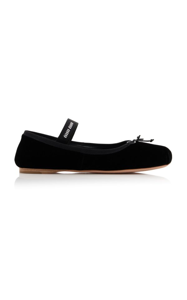 Miu Miu - Velvet Ballet Flats - Black - IT 41 - Moda Operandi