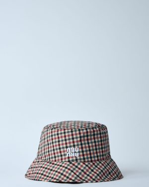 Miu Miu Vichy Bucket Hat - Woman Hats Brown One Size