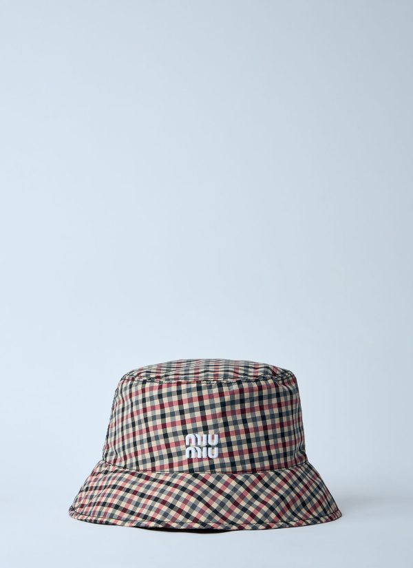 Miu Miu Vichy Bucket Hat - Woman Hats Brown One Size