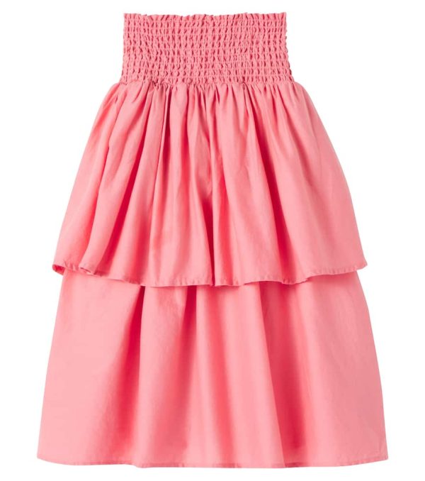 Molo Brenna shirred tiered cotton skirt