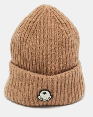 Moncler 8 Palm Angels Light Brown Wool Beanie