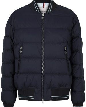 Moncler Argo Quilted Shell Bomber Jacket - Dark Blue - 2 (UK 12 / M)