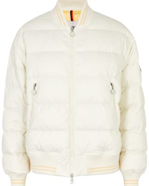 Moncler Argo Quilted Shell Bomber Jacket - White - 2 (UK 12 / M)