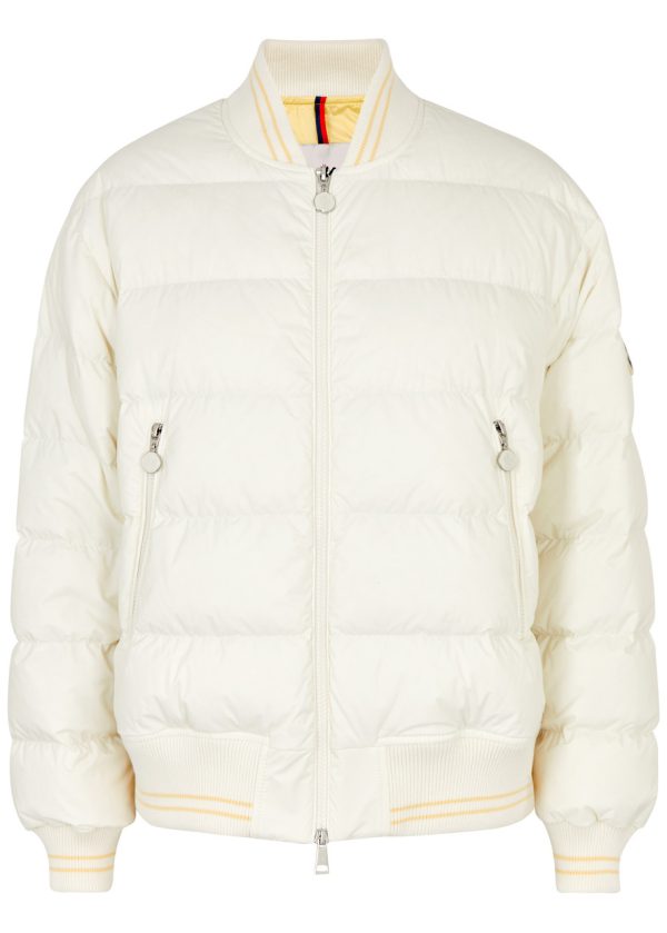 Moncler Argo Quilted Shell Bomber Jacket - White - 2 (UK 12 / M)