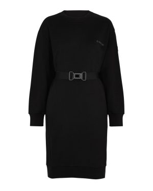 Moncler Belted Logo Cotton Jumper Dress - Black - XS