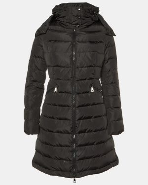Moncler Black Nylon Flamette Quilted Coat XS