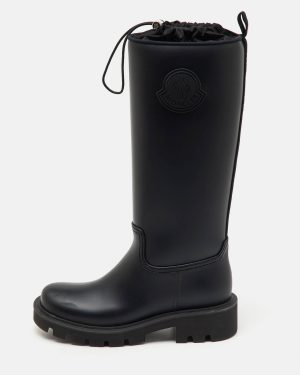 Moncler Black Rubber Kickstream High Rain Boots Size 37