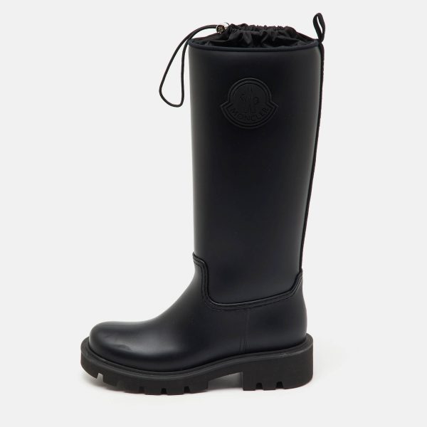 Moncler Black Rubber Kickstream High Rain Boots Size 37