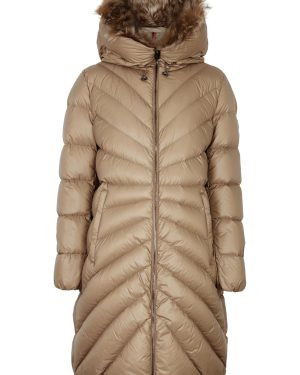 Moncler Chandre Shearling-trimmed Quilted Shell Coat - Beige - 0 (UK 8 / S)