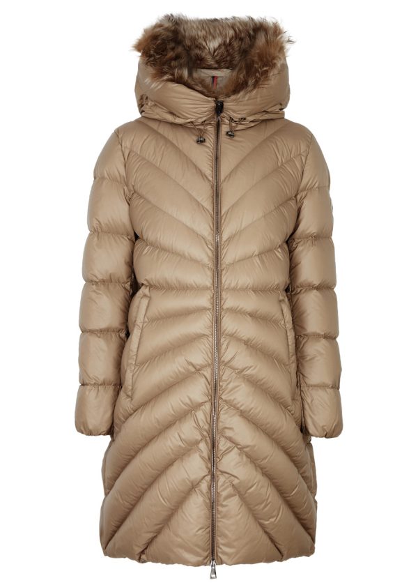 Moncler Chandre Shearling-trimmed Quilted Shell Coat - Beige - 0 (UK 8 / S)