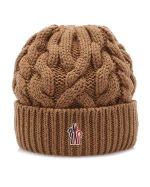 Moncler Grenoble - Cable Knit Beanie - Brown - OS - Moda Operandi