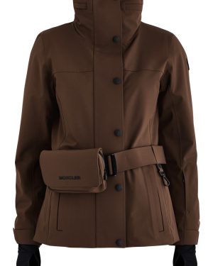 Moncler Hainets Belted Shell ski Jacket - Brown - 4 (UK 16 / XL)