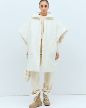 Moncler Hooded Padded Cape - Woman Coats Off White One Size