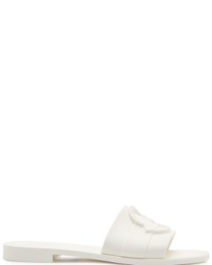 Moncler Logo Rubber Sliders - White - 39 (IT39 / UK6)
