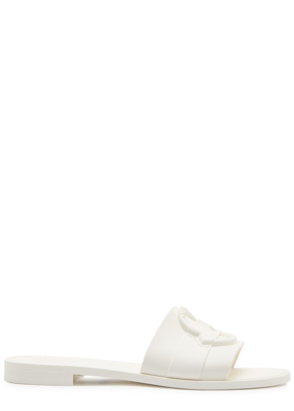 Moncler Logo Rubber Sliders - White - 39 (IT39 / UK6)