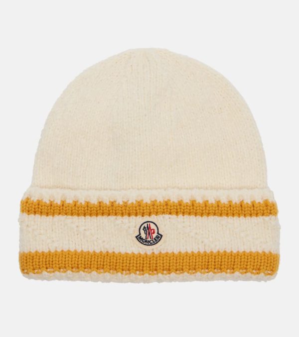 Moncler Logo striped wool-blend beanie