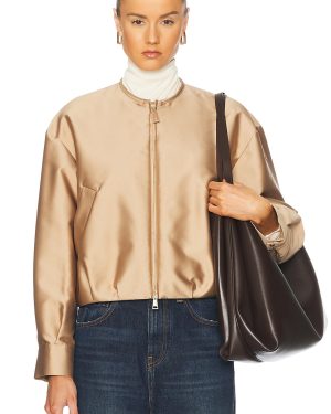 Moncler Maupa Bomber Jacket in Beige - Beige. Size 1/S (also in 2/M, 3/L).
