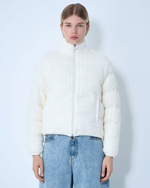 Moncler Padded Cabel Cardigan - Woman Jackets Beige Xs