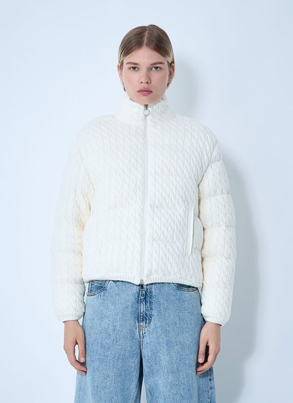Moncler Padded Cabel Cardigan - Woman Jackets Beige Xs