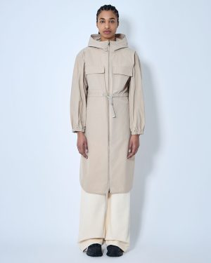 Moncler Peronne Long Parka Jacket - Woman Coats Beige 2