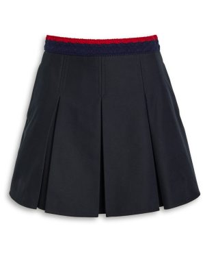 Moncler Pleated Stretch-cotton Mini Skirt - Navy - 42 (UK10 / S)