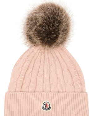 Moncler Pompom Cable-knit Wool-blend Beanie - Pink Light - One Size