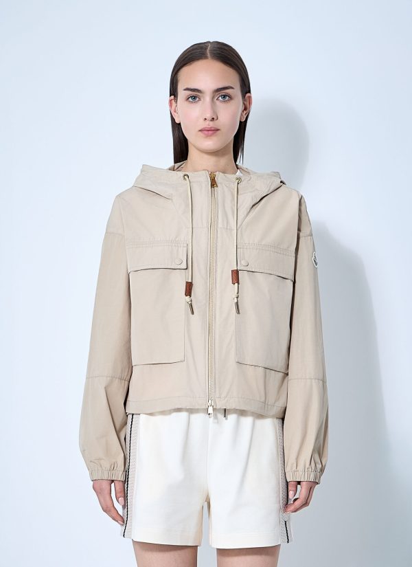 Moncler Sauvan Short Parka Jacket - Woman Jackets Beige 4